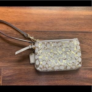 Gold sequins coach Wristlet